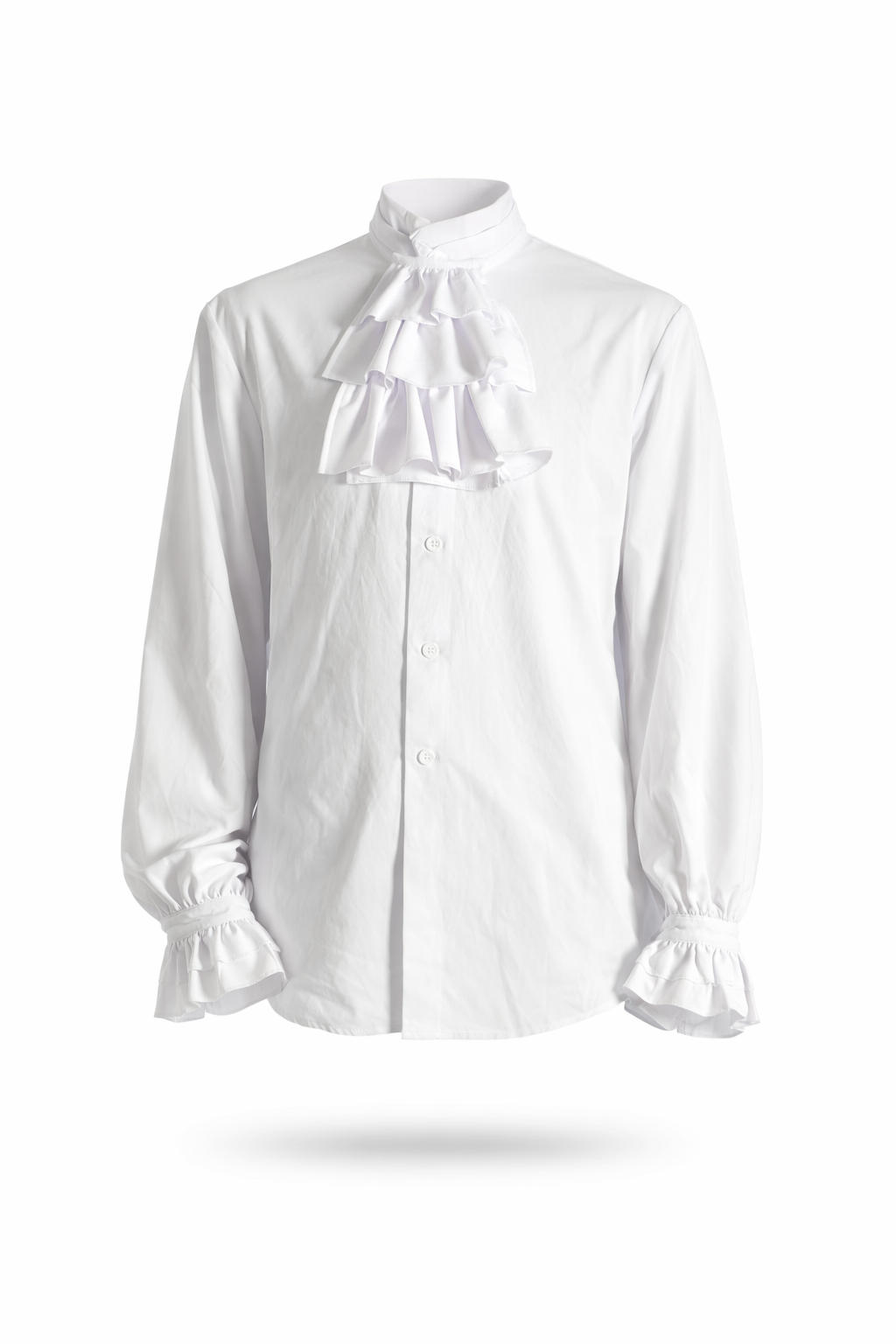 White pirate shirt with cravat and ruffles.