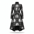 Silver brocade women's coat with satin lining.