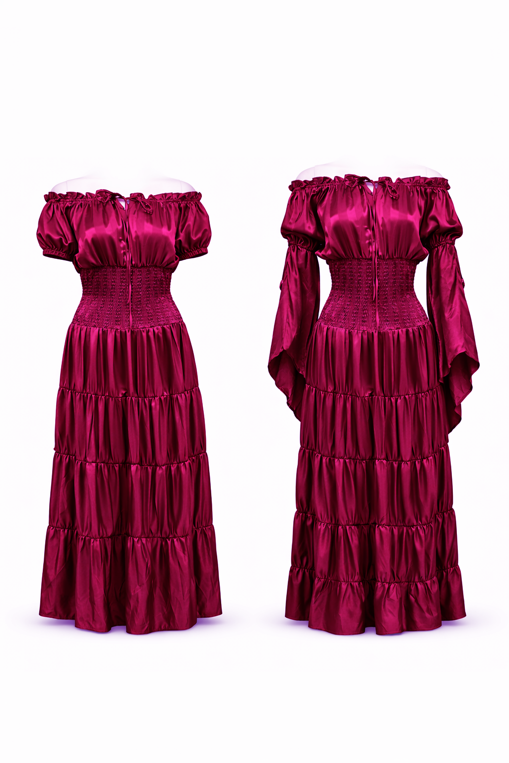 Pirate Princess Dress Purple – Gothic Dress with Removable Sleeves showcasing off-shoulder neckline and full gathered skirt.