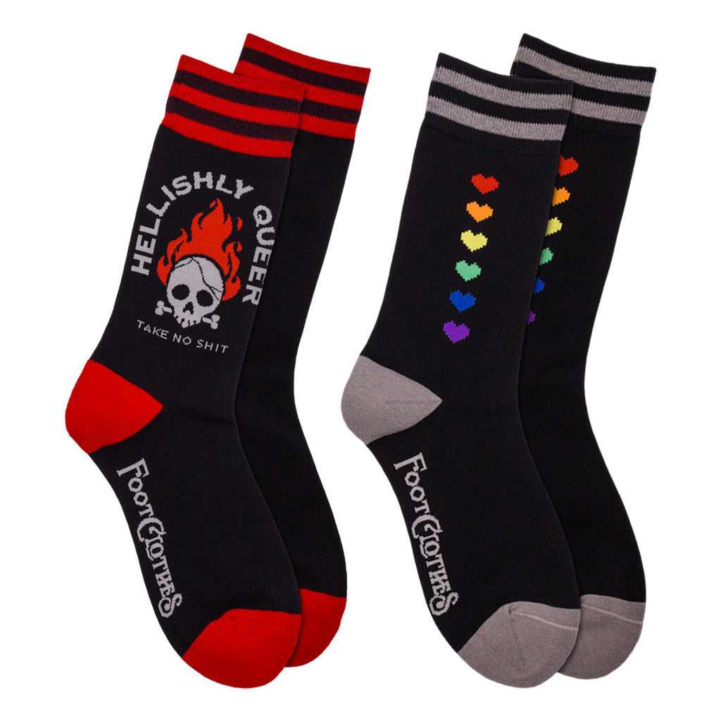 Two-design Queer Pixels crew sock pack.