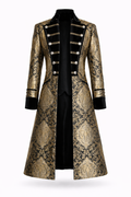 Gold brocade Raven coat with black velvet accents.