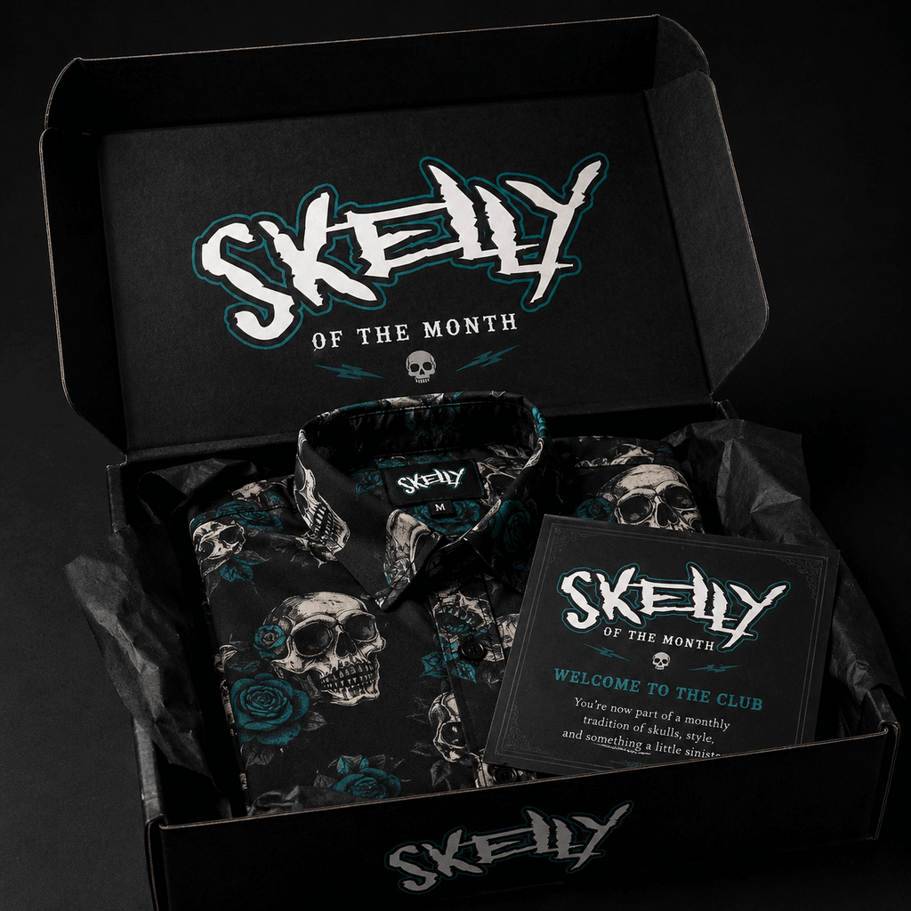 Skelly-of-the-Month Club subscription graphic.