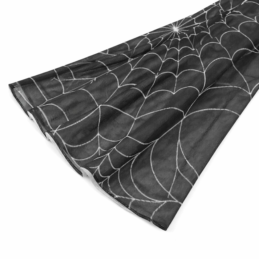 Spiderweb Mesh Tie-Front Blouse fabric detail showcasing dramatic black and white spiderweb pattern.