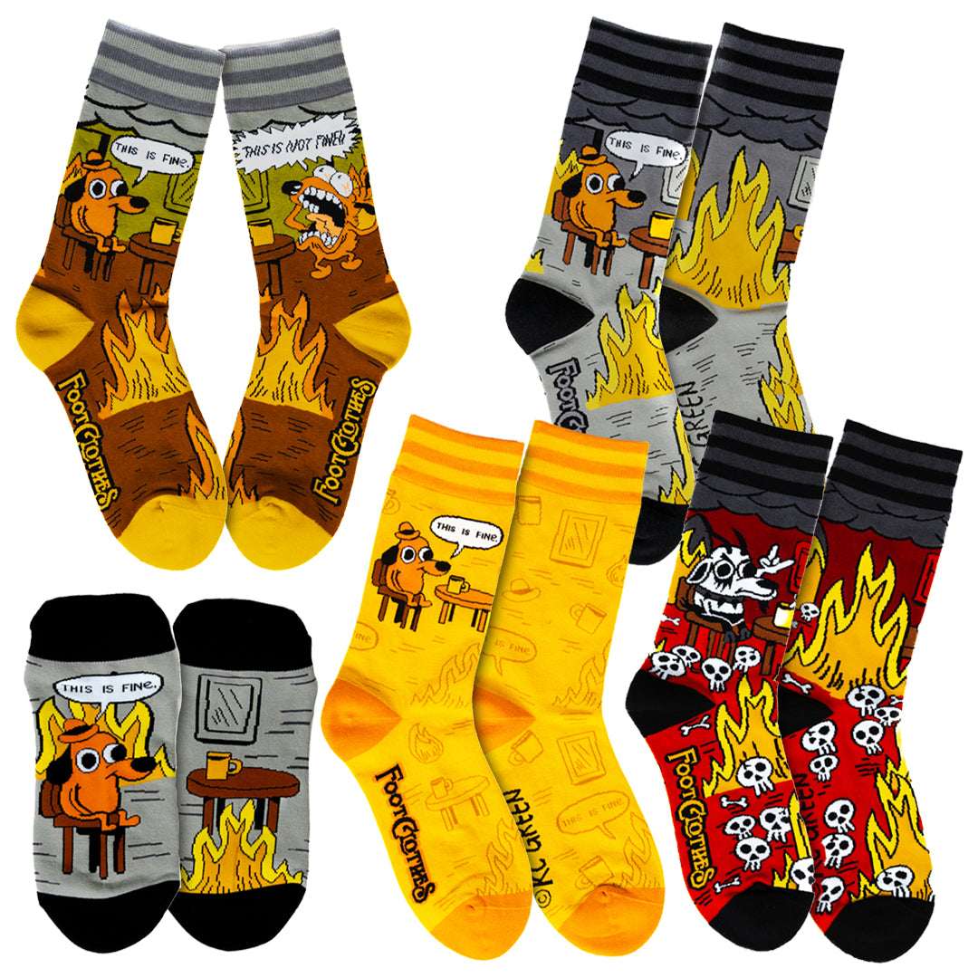 Five-design This Is Fine sock pack.