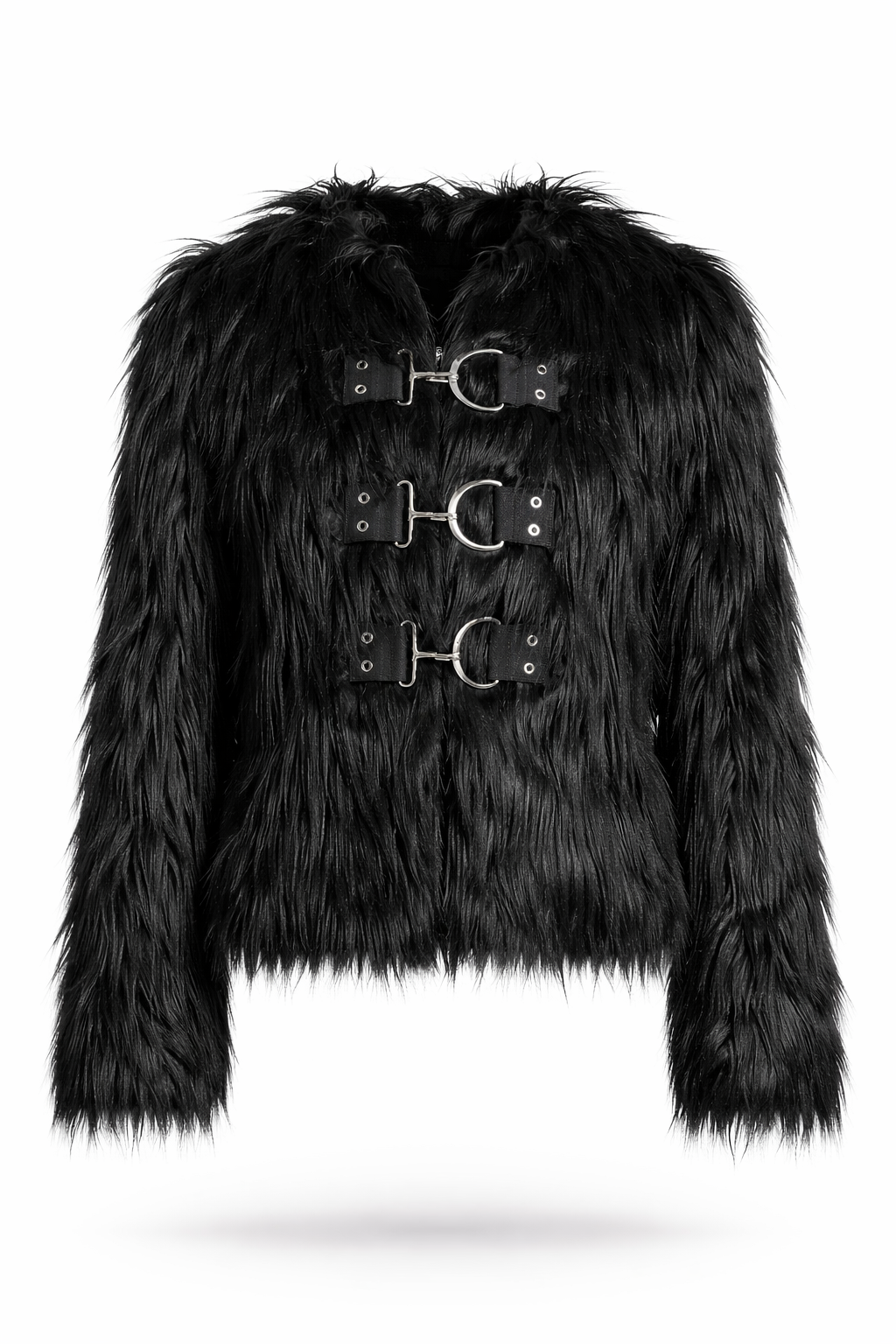 TRIPP NYC Furtastic Jacket, a faux fur jacket for stylish outings with metal clasp closures and a plush exterior.