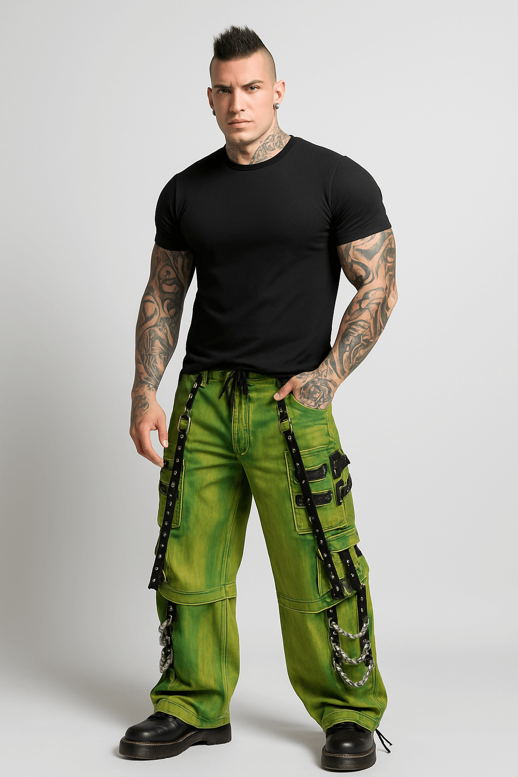 TRIPP NYC JAM PANT GREEN SLIME WASH GOTHIC STREETWEAR