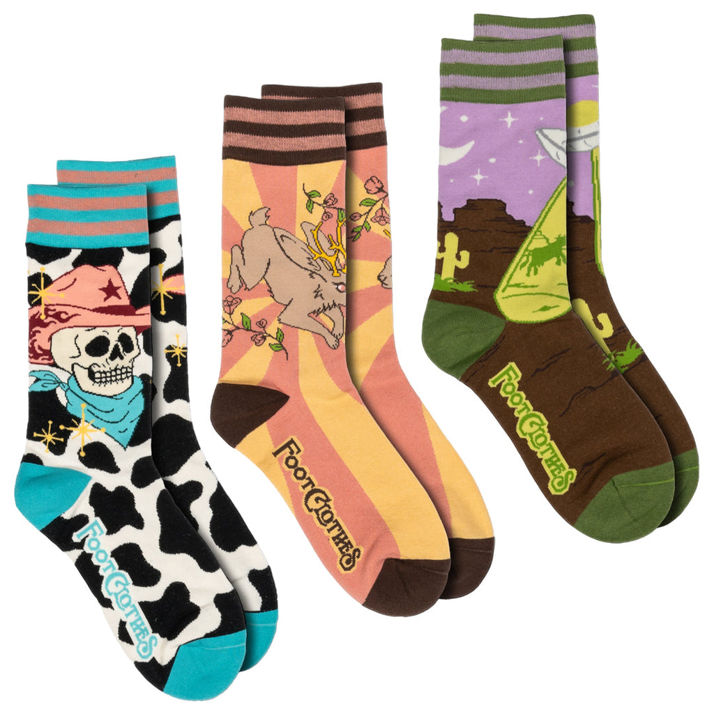 Three-design Y'allternative Gay Cowboy crew sock pack.