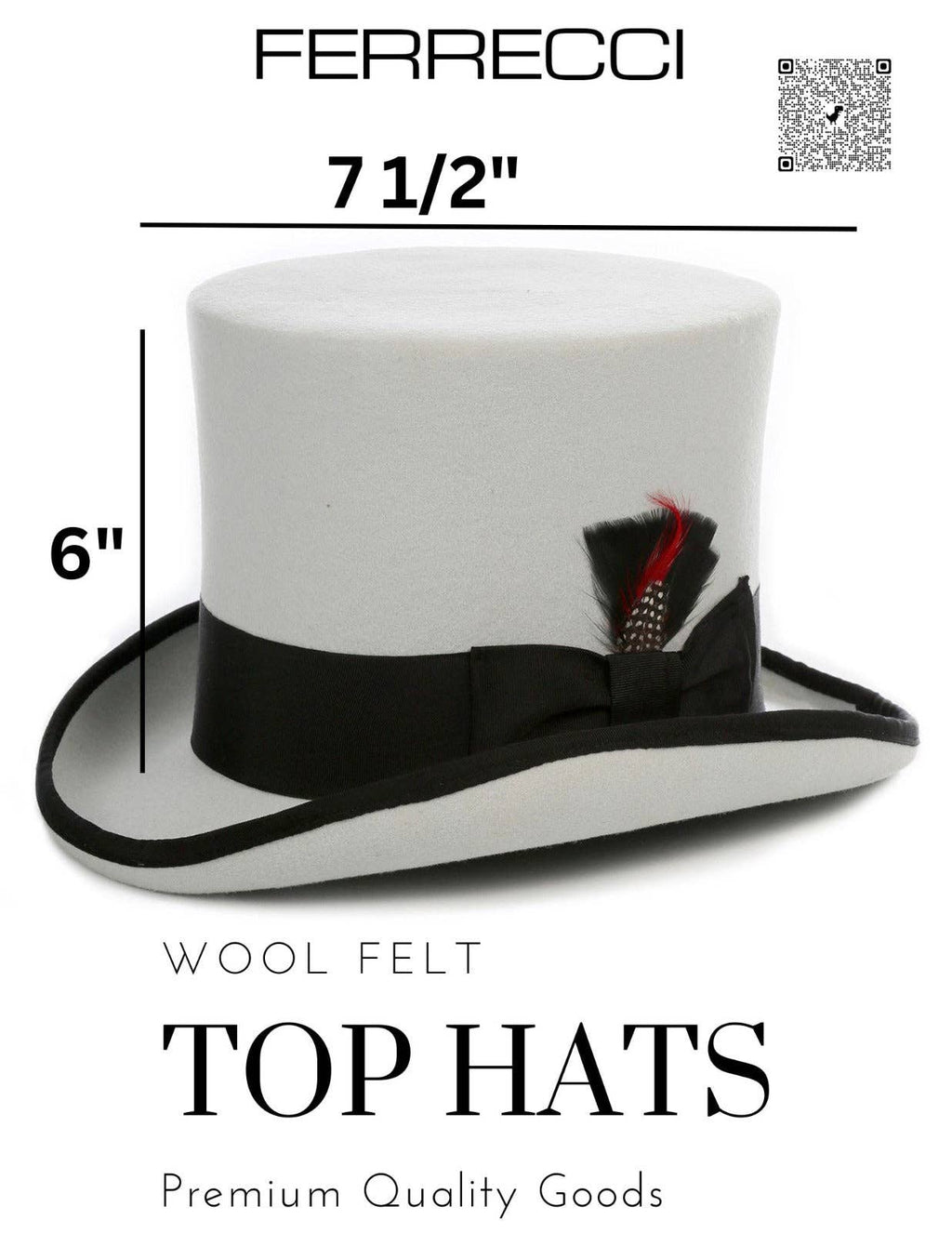 Premium Grey with Black Wool Top Hat - ResirWrecked Costumes