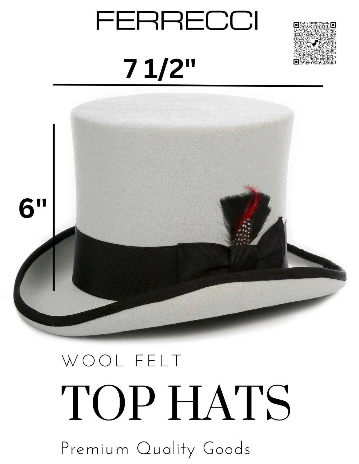 Premium Grey with Black Wool Top Hat - ResirWrecked Costumes