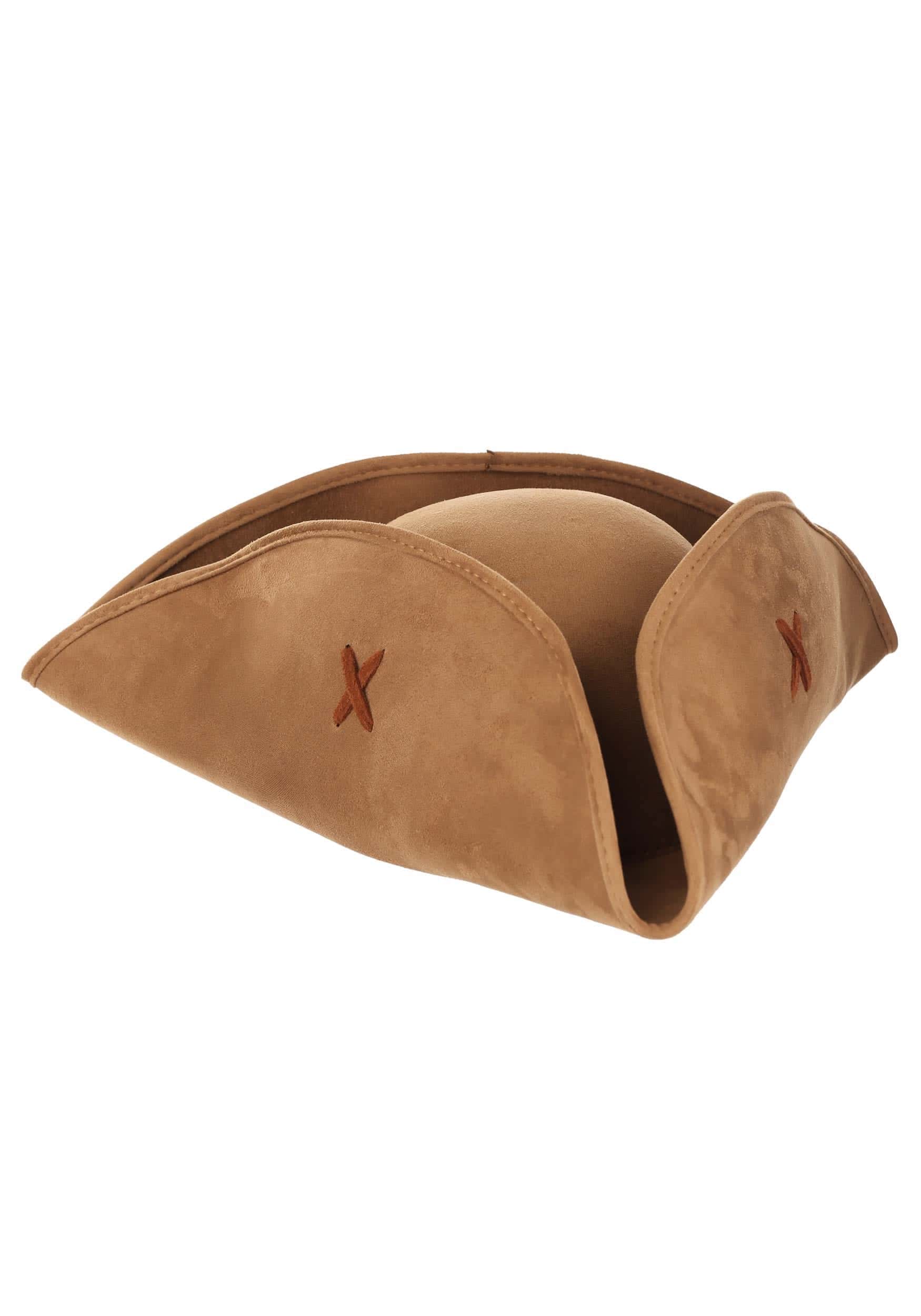 Tan suede women's pirate hat.