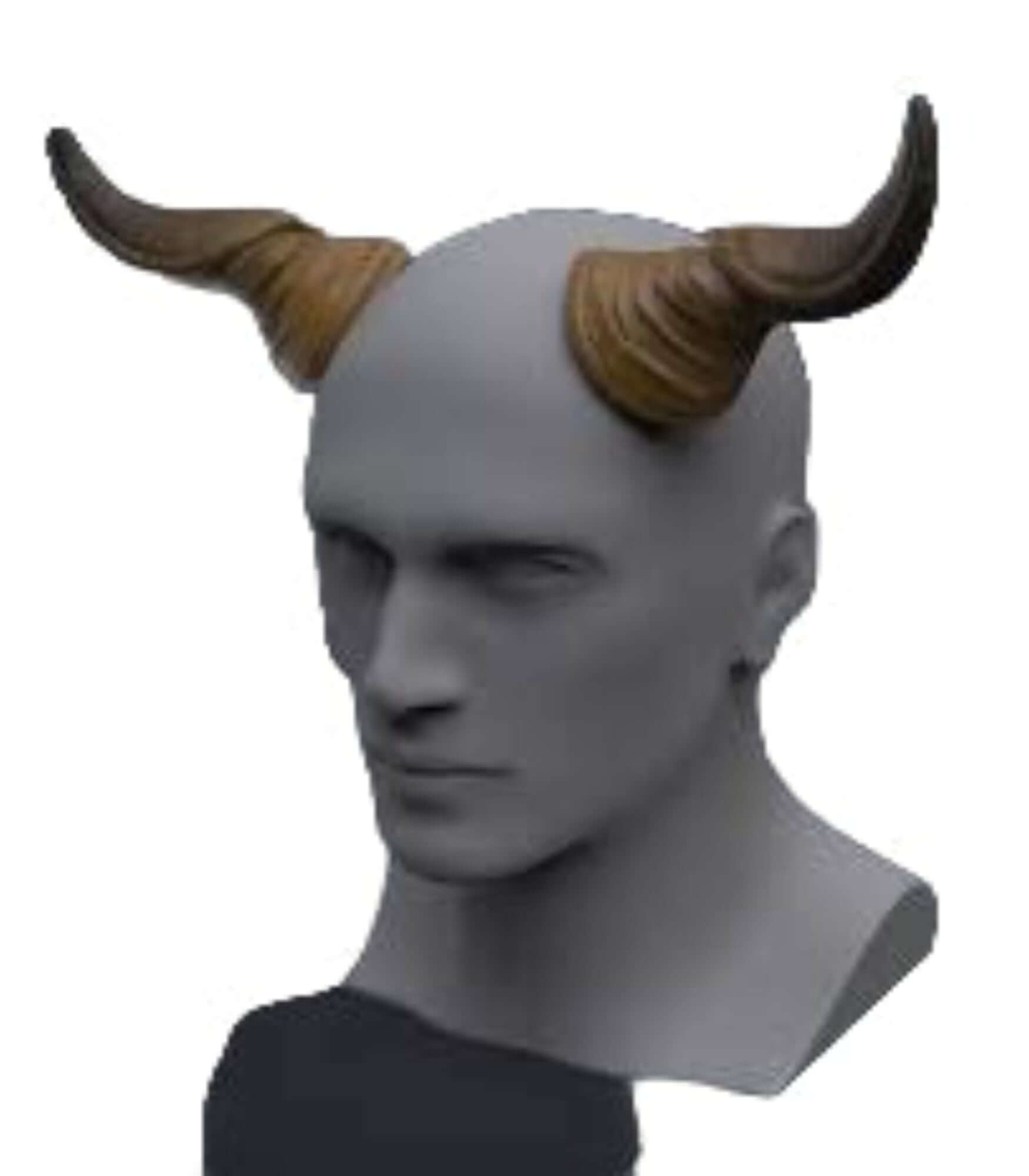 Beast Horns – Adult Small Gothic Punk Costume Accessory with curved brown horns on a mannequin head.