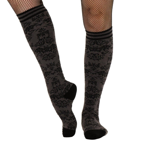 Bat Damask knee-high socks.