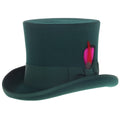Hunter-green wool top hat.