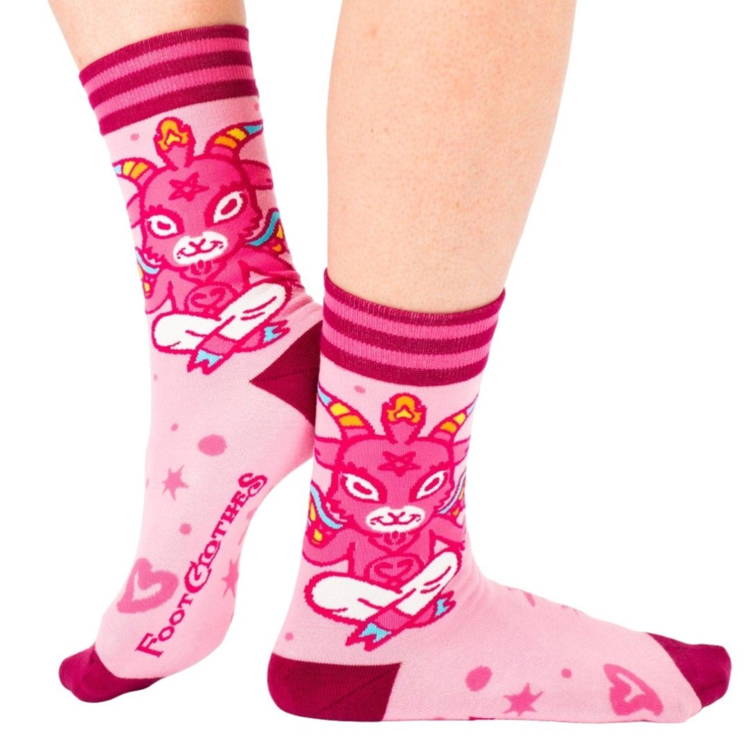 Cute Baphomet goat crew socks.