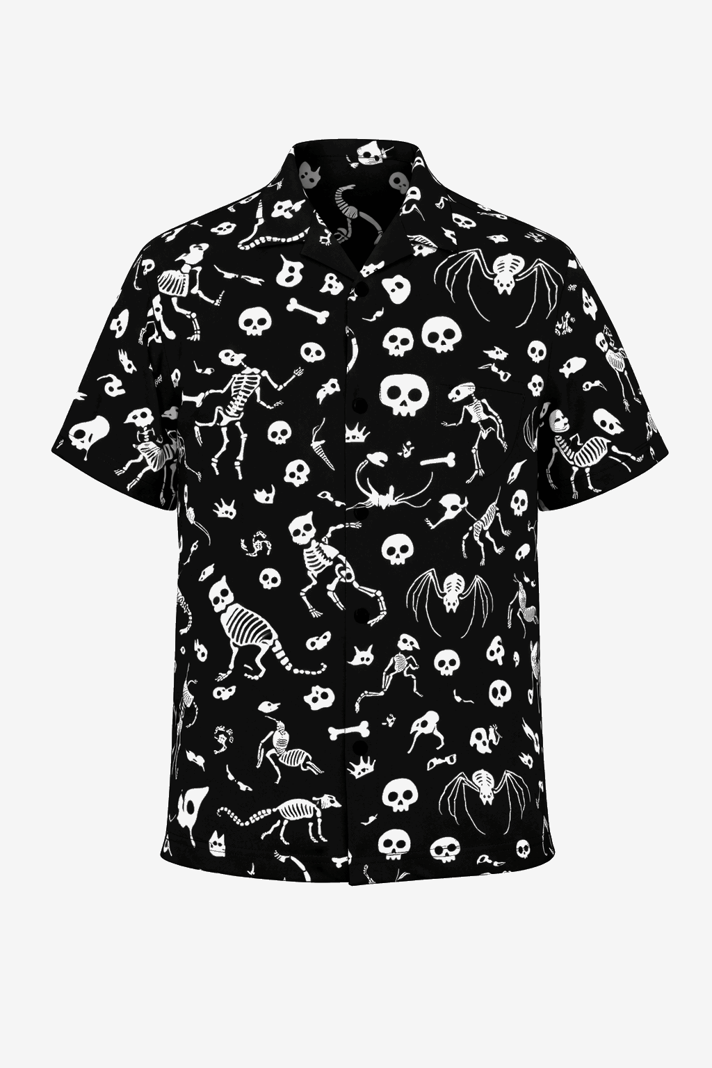 Cute Bones button-up shirt.