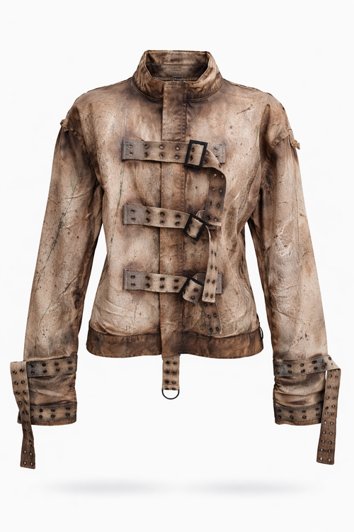 Asylum Straight Jacket Institutional Containment Coat with straps and buckles for a clinical look.