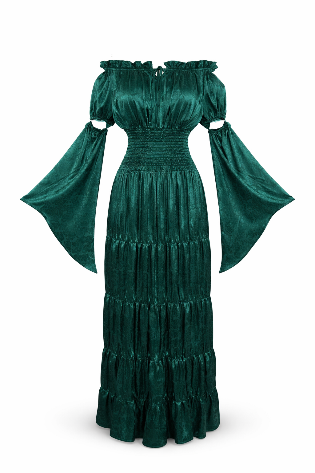 Green pirate dress with long sleeves.