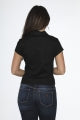 Back view of a model wearing the Black Gothic Rope Top with short sleeves, showing a fitted design.