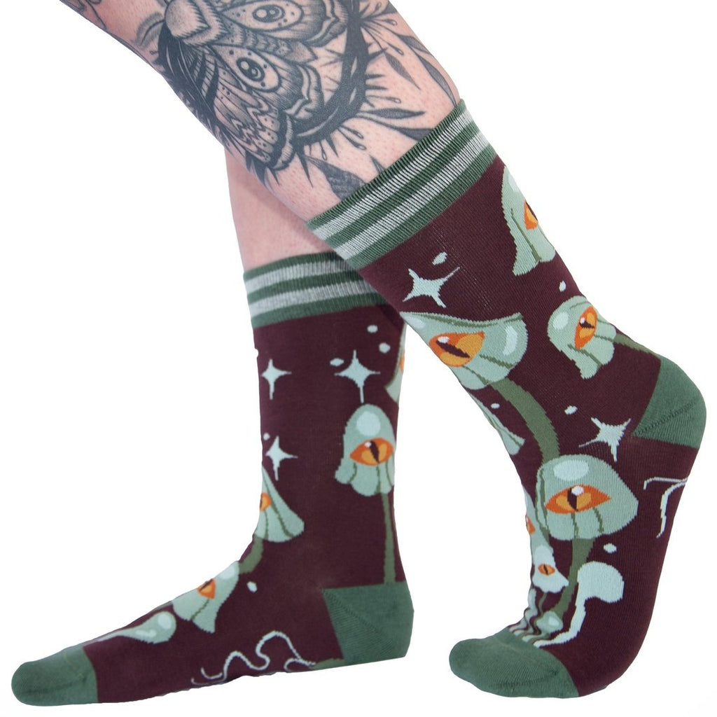 Mystic Mushrooms crew socks.