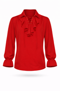 Red pirate shirt with ruffled front.