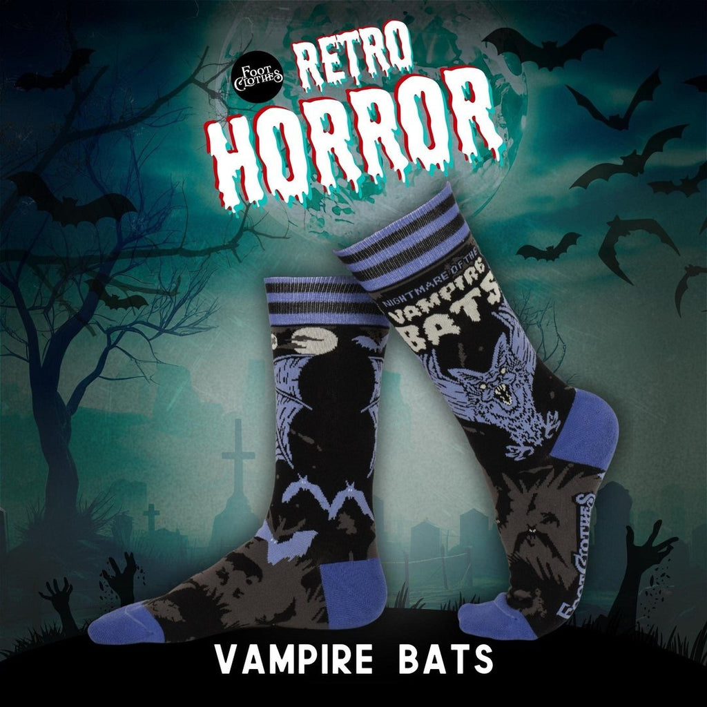 Retro horror socks pack featuring vampire bats design, perfect for Halloween enthusiasts.