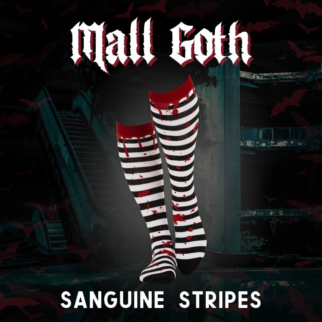 Sanguine Stripes Blood Spatter Knee High Socks - ResirWrecked Costumes