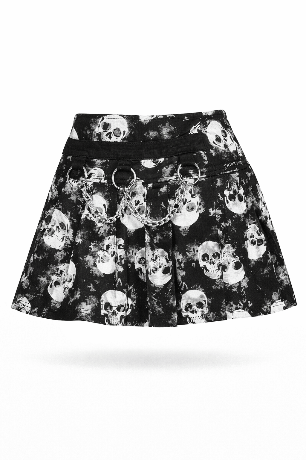 Tripp NYC Mary Chain pleated skull-print skirt.