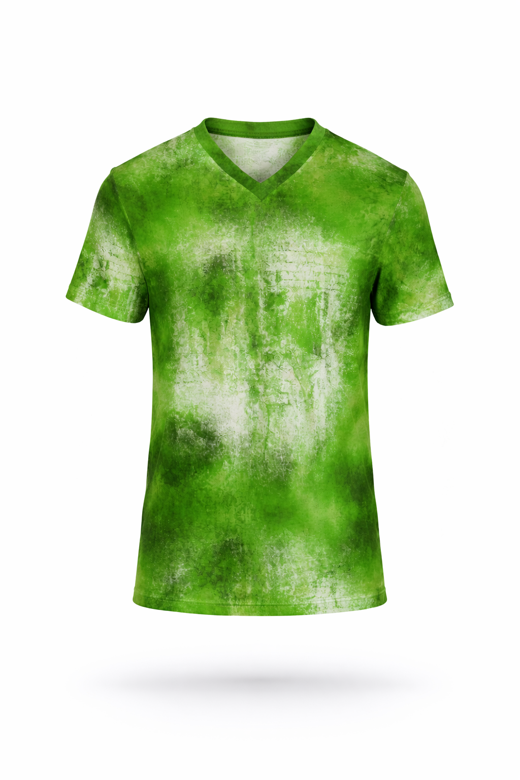 WREKED acid-green V-neck T-shirt.