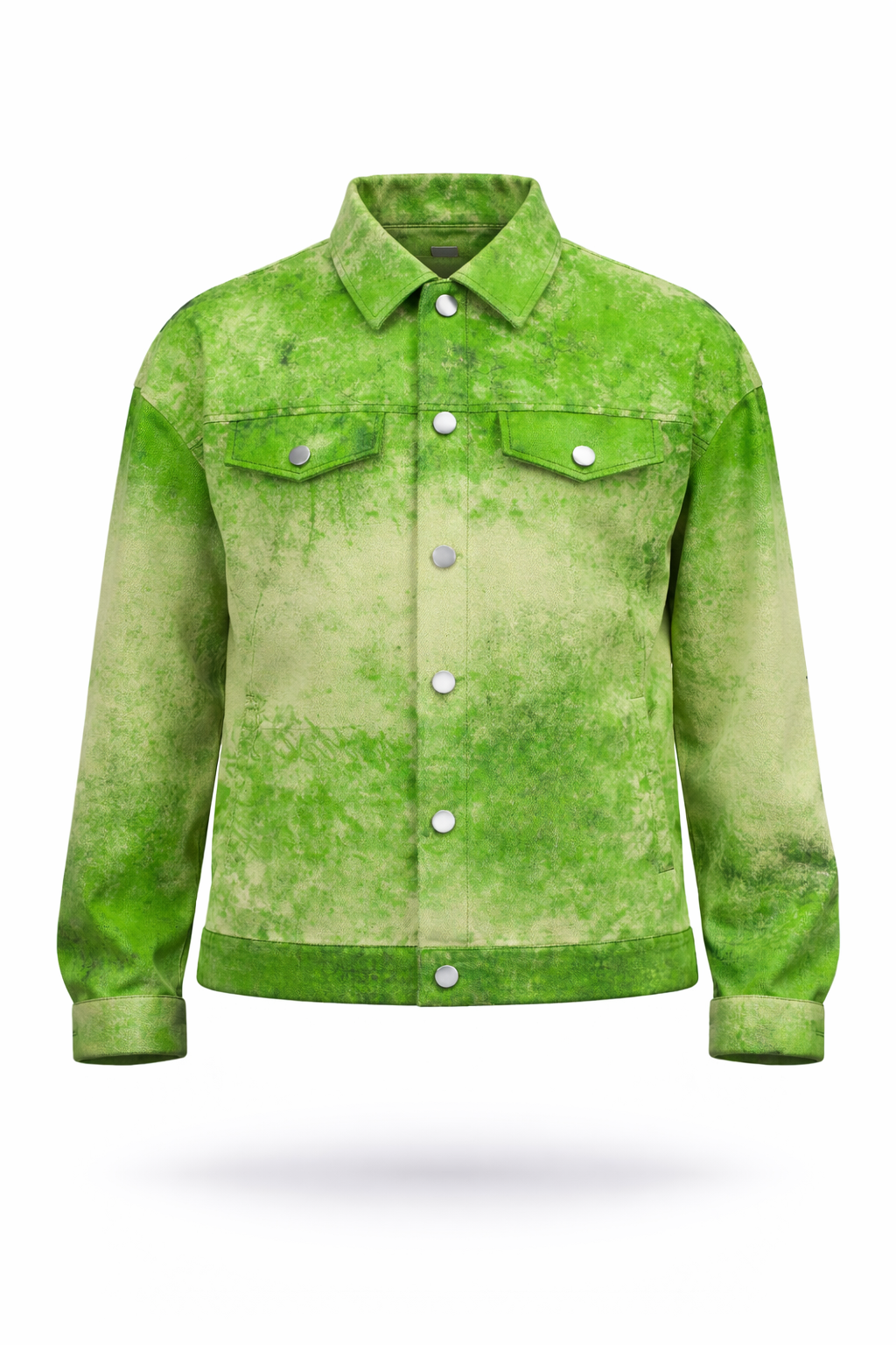 WREKED acid-green distressed canvas jacket.
